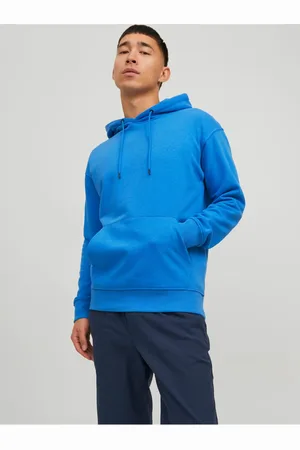 JACK & JONES Modrá pánská basic mikina s kapucí Star - Pánské