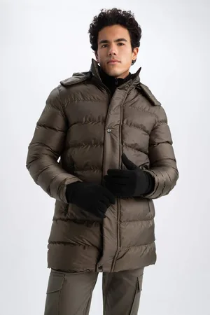 DeFacto Slim Fit kabát s kapucí a umělou kožešinou