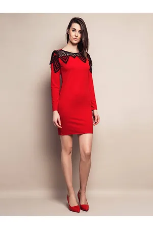 Euphory DRESS WITH LACE AT THE NECKLINE RED