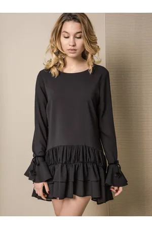 Lemonada LEMONADE DRESS WITH VELVET RIBBONS AT THE SLEEVES BLACK