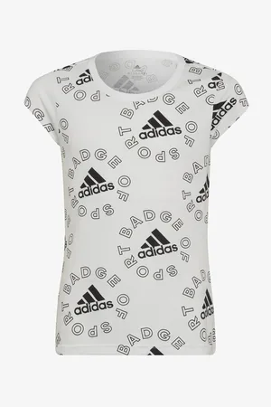adidas Bílé holčičí vzorované tričko Performance - unisex