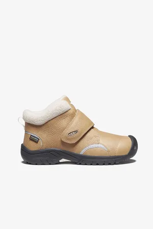 Keen Béžové dětské kožené zimní boty Kootenay III - unisex