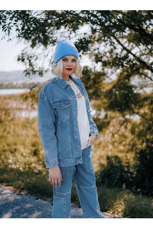 Trendyol Blue Oversize Trucker Denim Jacket