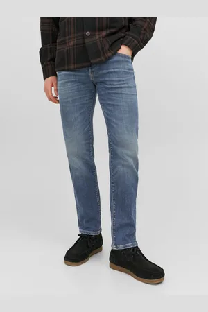 JACK & JONES Modré pánské straight fit džíny Tim - Pánské