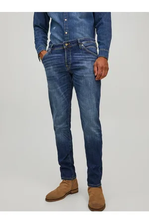 JACK & JONES Modré pánské slim fit džíny Glenn - Pánské