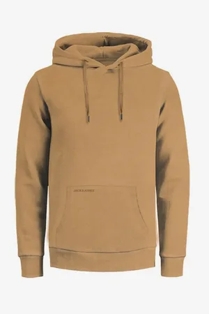 JACK & JONES Světle hnědá pánská mikina s kapucí Drew - Pánské
