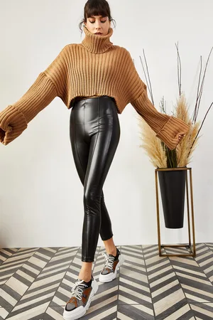 Olalook Dámské legíny Faux Leather