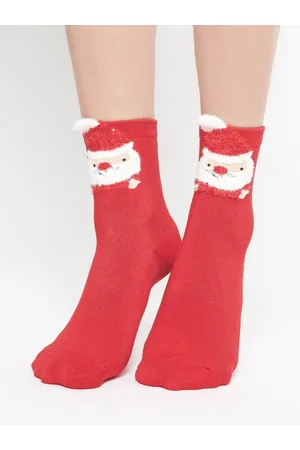 Yups Socks with Santa Claus application red