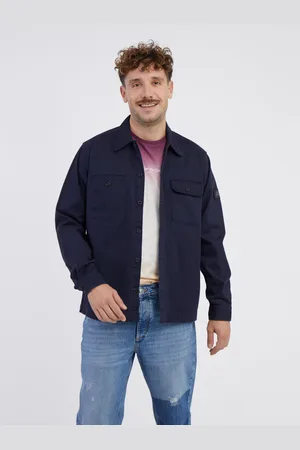 JACK & JONES Tmavě modrá pánská svrchní košile Ben - Pánské