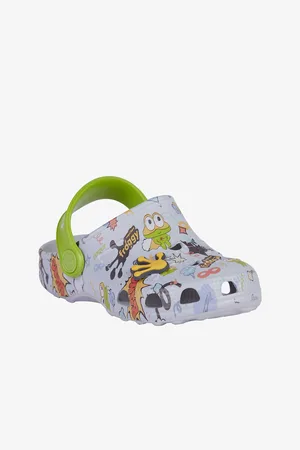 COQUI Světle šedé dětské vzorované pantofle Little Frog - Kluci