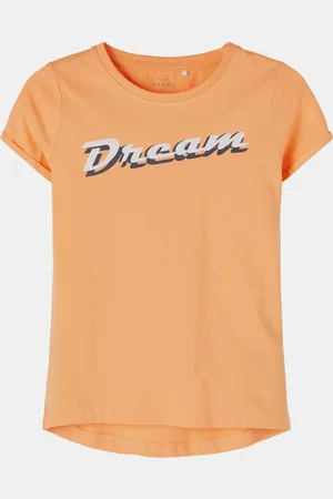 NAME IT Oranžové holčičí tričko s potiskem Vix - unisex