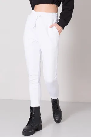 Fashionhunters White BSL sweatpants with drawstring