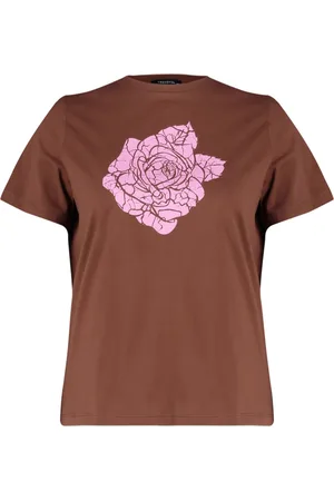 Trendyol Curve Brown Knitted Crew Neck Printed T-Shirt