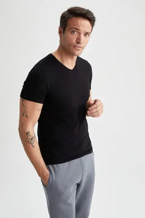 DeFacto Slim Fit tričko s výstřihem do V