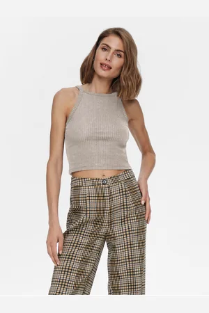 ONLY Béžový dámský žebrovaný basic top Emma - Dámské