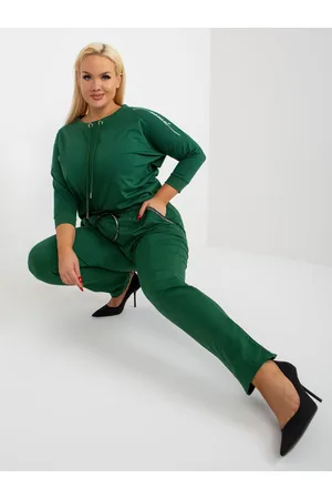 RELEVANCE Tmavě zelené plus size tepláky s elastickým pasem od Savage