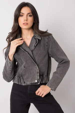 Fashionhunters Tmavě dámská riflová bunda Darlene RUE PARIS