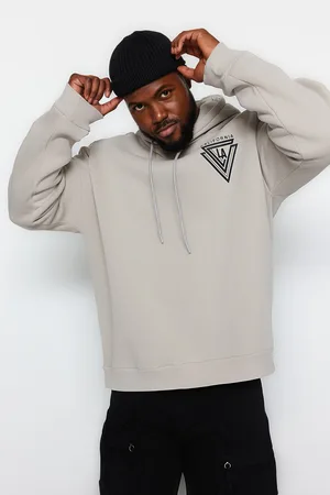Trendyol Velká velikost oversized/široký střih univerzitní potištěná mikina s fleecem uvnitř