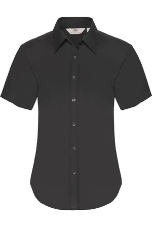 Fruit Of The Loom Black Poplin Shirt With Short Sleeves
