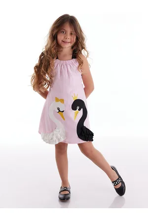 MSHB&G Šaty pro dívky Swan Girl pletené růžové