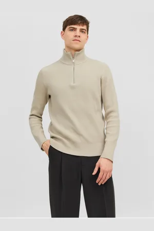 JACK & JONES Béžový pánský žebrovaný svetr Perfect - Pánské
