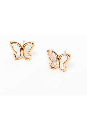 Yups Earrings with enamel butterfly white