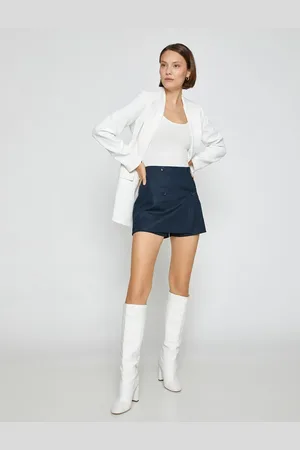Koton Linen Shorts Skirt Button Detail
