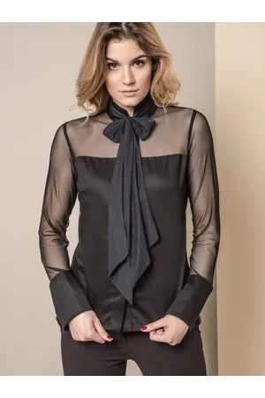 MISS CITY SHIRT WITH TULLE SLEEVES BLACK
