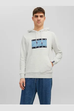 JACK & JONES Světle pánská žíhaná mikina s kapucí Josh - Pánské