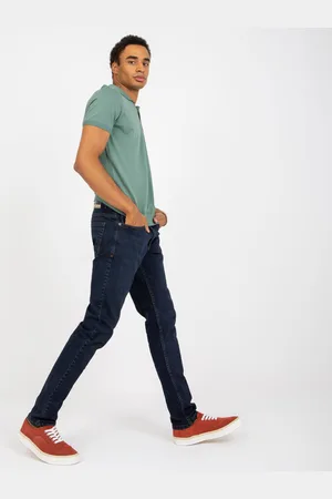 Fashionhunters Tmavě modré pánské džínové kalhoty slim fit