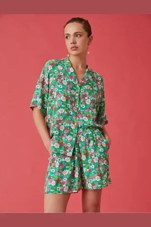 Koton Floral Mini Shorts with Pocket. Elastic Waist.