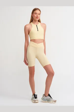 Dilvin 7936 Belt Detailed Short Leggings-c.yellow.