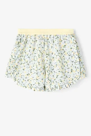 NAME IT Žluto-modré holčičí květované kraťasy Finna - unisex