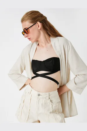 Koton Short Kimono Long Sleeve Linen Blend