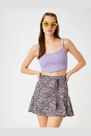 Koton Floral Short Skirt Mini Flounce