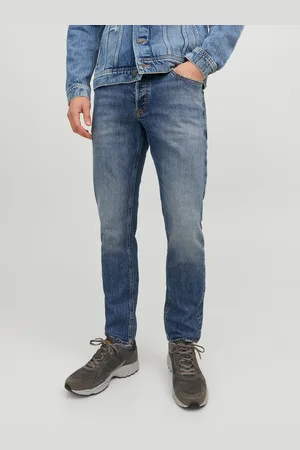 JACK & JONES Modré pánské straight fit džíny Tim - Pánské