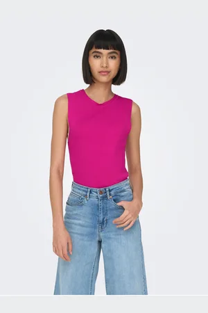 ONLY Tmavě růžový dámský žebrovaný basic top Majli - Dámské