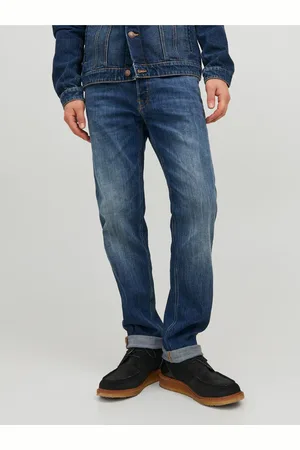 JACK & JONES Tmavě modré pánské straight fit džíny Mike - Pánské