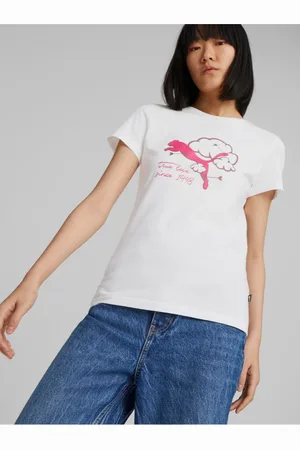 PUMA Bílé dámské tričko Graphics Valentine - Dámské