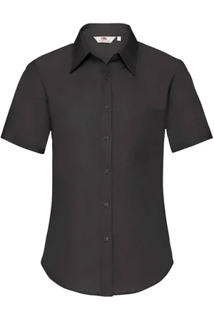 Fruit Of The Loom Black Poplin Shirt With Short Sleeves