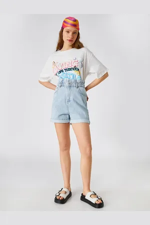 Koton Denim Shorts High Waist With Pocket