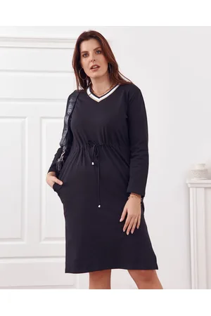 Fasardi Šaty Plus Size se zavazováním v černém pase