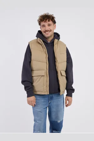 JACK & JONES Béžová pánská prošívaná vesta Vester - Pánské