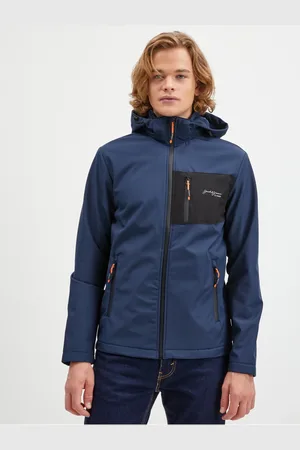 JACK & JONES Tmavě pánská lehká bunda s kapucí Tyson - Pánské