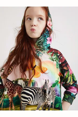 Desigual Zeleno-růžová holčičí mikina s kapucí Agata - Holky