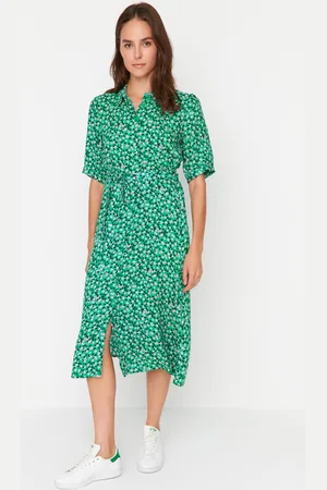 Trendyol Dámské šaty MultiColored BeltEd Shirt Dress