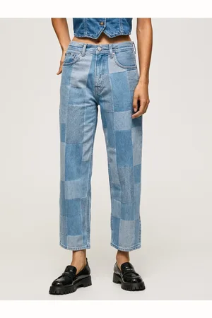 Pepe Jeans Modré dámské zkrácené straight fit džíny Dover Weave - Dámské