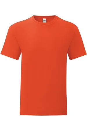 Fruit Of The Loom Červené pánské tričko z česané bavlny Iconic s rukávem