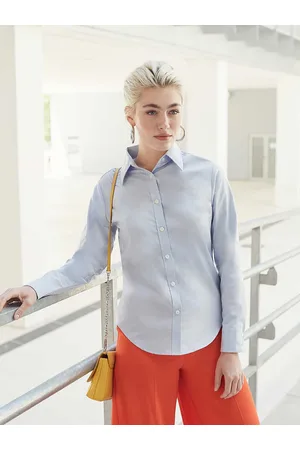 Fruit Of The Loom Blue lady-fit classic shirt Oxford