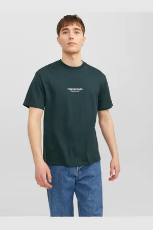 JACK & JONES Tmavě zelené pánské tričko Vesterbo - Pánské
